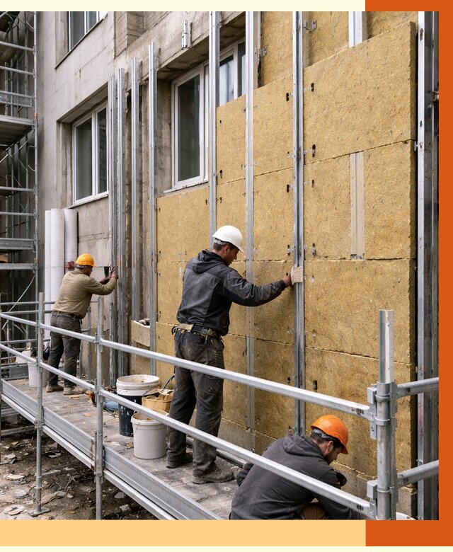 Утепление вентилируемого фасада в Ногинске от 5673 руб/м2 — монтаж и утепление вентфасад | ТепломастерНгн